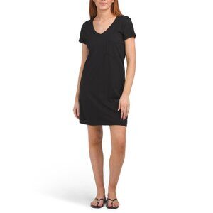 MICHAEL STARS Black Made In Usa Chelsey V-neck Mini Tee Dress